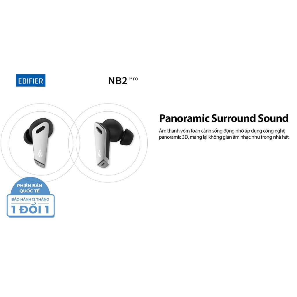 Tai Nghe True Wireless Chống Ồn Edifier TWS NB2, NB2 PRO  ✔️ANC ✔️Mode Game ✔️Pin 9h ✔️Xuyên Âm ✔️Có App | Trần Du Audio | BigBuy360 - bigbuy360.vn