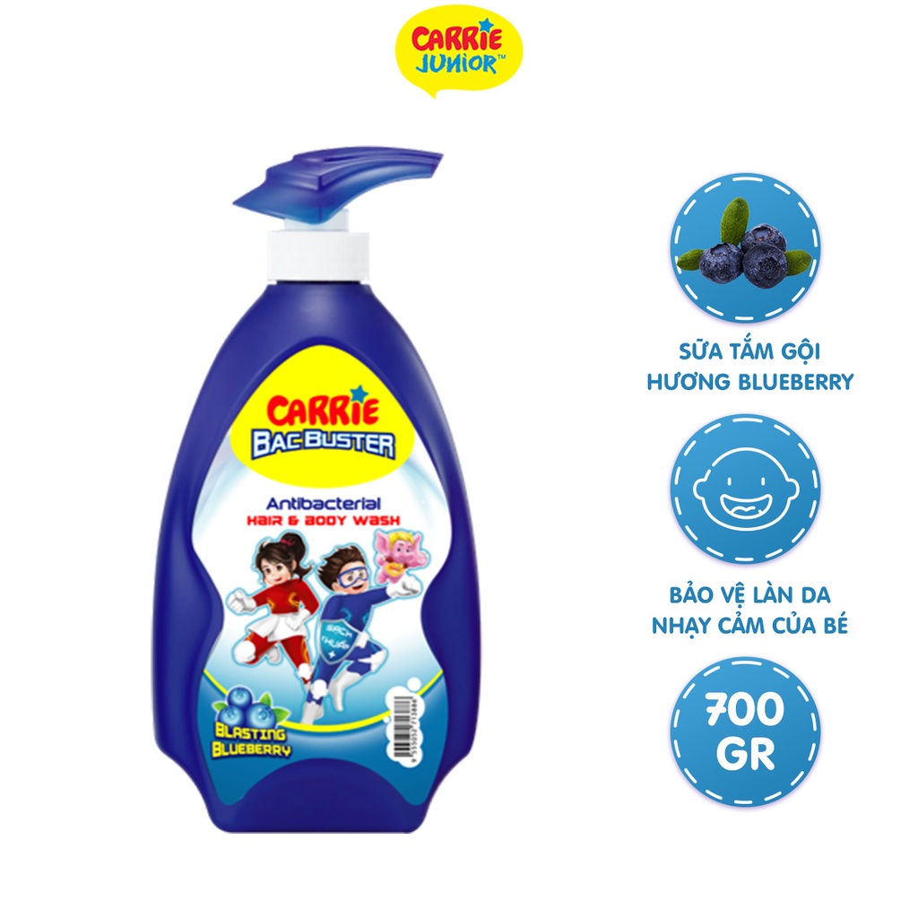 sữa tắm gội trẻ em carrie junior chai 280g/700g