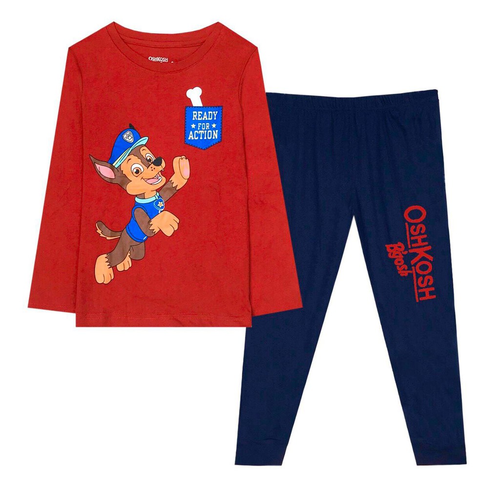 Bộ thun cotton tay dài bé trai in paw patrol chó cứu hộ - xe hơi