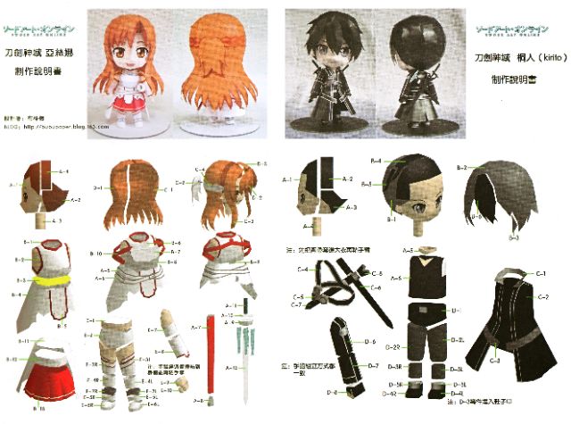 Mô hình giấy anime sword art online] Kirito - Asuna -