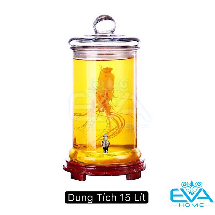 Bình Ngâm Thủy Tinh 15 Lít Có Van Dáng Trụ Thân Trơn – TT15LV