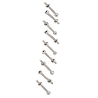 M2 x 20mm Long Hex Socket Knurled Cap Screws Bolts Nuts Set 20Pcs