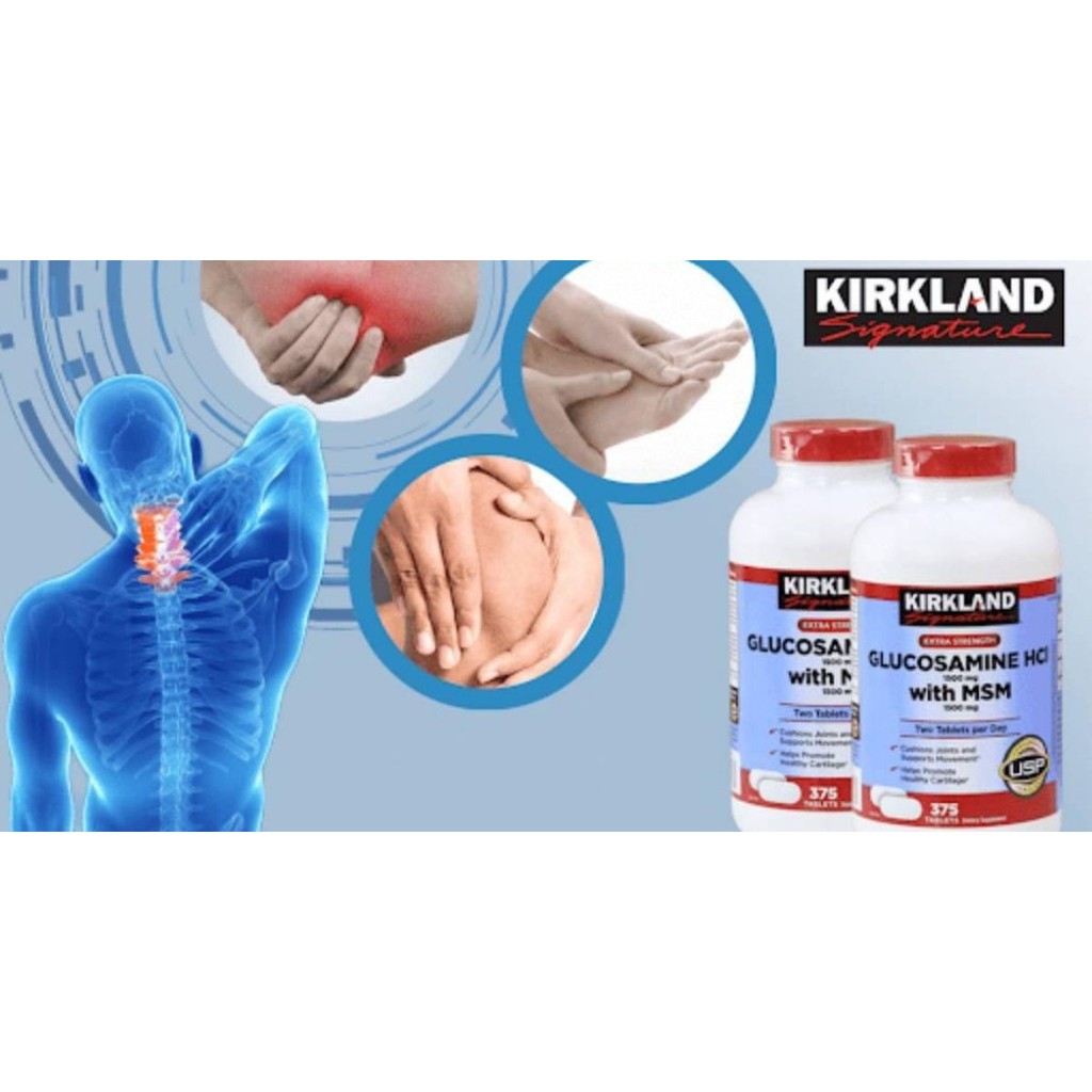 Kirkland Glucosamine Hcl 1500mg 375 Viên - Viên Uống Hỗ Trợ Xương Khớp Chắc Khỏe