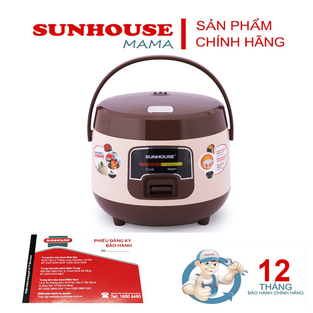 [Mã ELHADEV giảm 4% đơn 300K] Nồi cơm điện 1L sunhouse SHD8208c - Bảo hành chính hãng 12 tháng