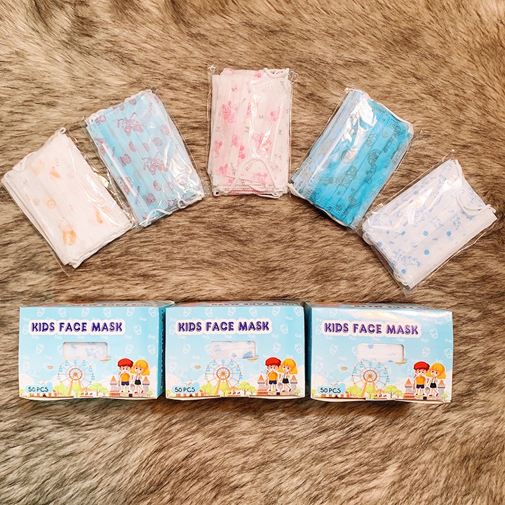 Set 10 khẩu trang y tế 3 lớp kháng khuẩn cho trẻ em từ 2-7 tuổi nhiều họa tiết và màu sắc đáng yêu BBShine – M013