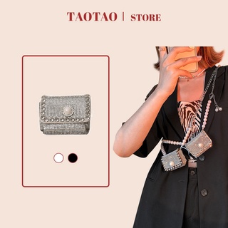 túi đeo chéo mini dây xích chuỗi ngọc trai túi đựng son môi túi hộp vuông