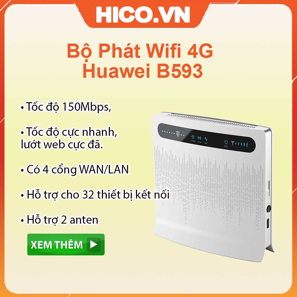 Bộ Phát Wifi từ sim 3G 4G Huawei B593, CPE LT280M - 4 Cổng Lan - Hỗ Trợ Kết Nối 32 Thiết Bị - Chuyên Dụng Cho Xe Khách