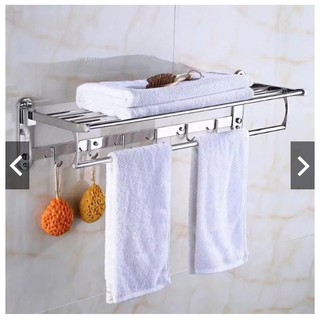 Giá treo đồ nhà tắm chữ nhật 2 tầng Inox, giàn vắt khăn mặt, khăn tắm tiện ích