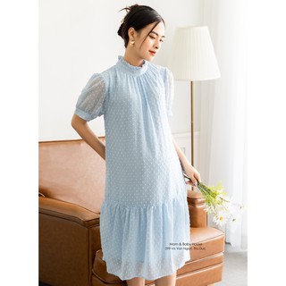EVERMOM | Đầm bầu thiết kế voan đuôi cá cổ bèo trụ
