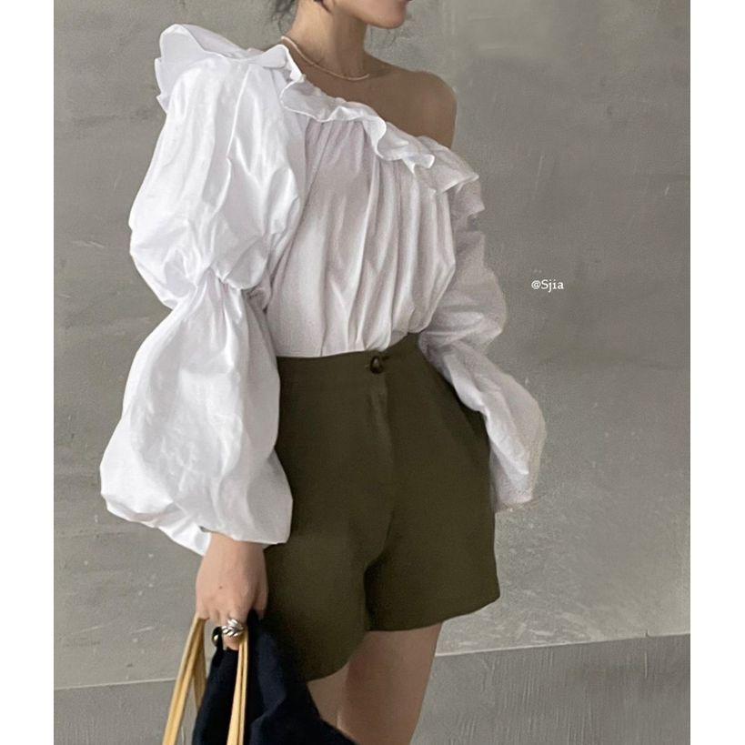 Áo Kiểu Tay Phồng Trễ Vai Phong Cách Pháp Thời Trang Cho Nữ