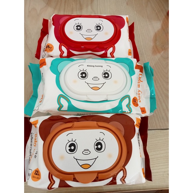 Khăn ướt Baby Wipes mẫu nắp Gấu gói lớn 125gr chính hãng hàng công ty an toàn cho da bé