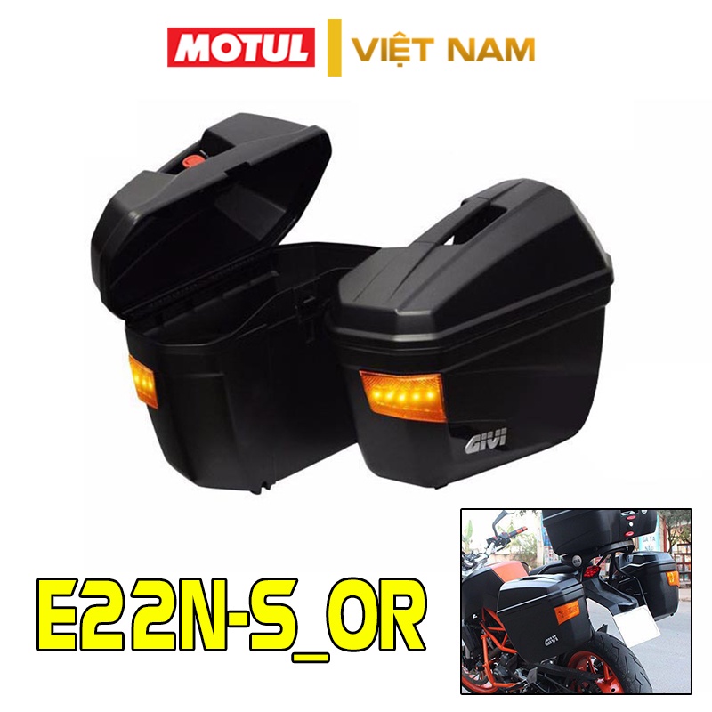 Thùng hông Givi E22N-S-OR chính hãng chống nước có đèn led nhựa PP cao cấp (gắn 2 bên)