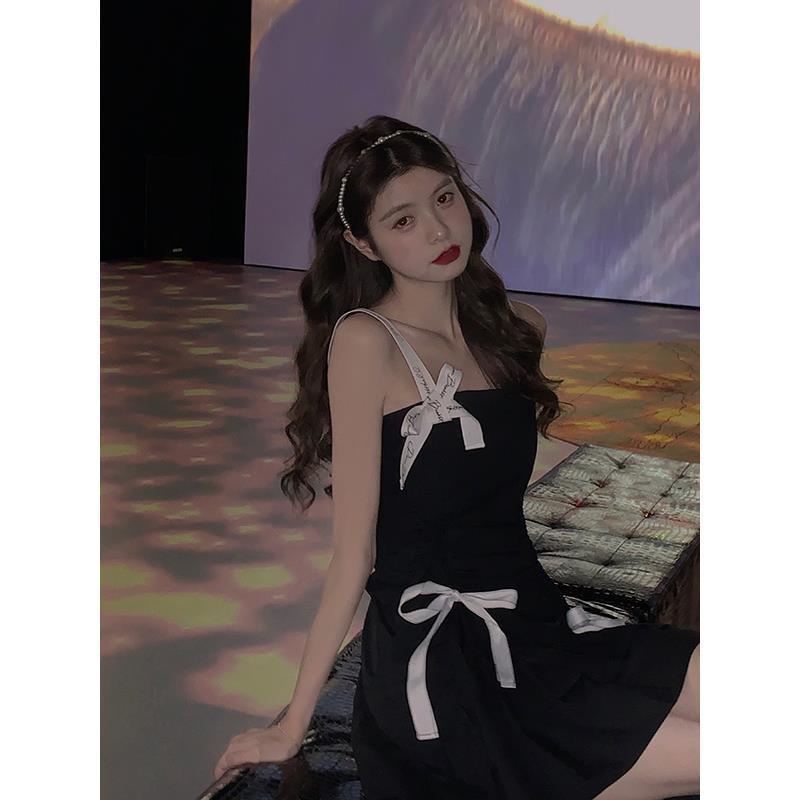 Đầm Hai Dây Màu Đen Thời Trang Mùa Hè Cho Nữ