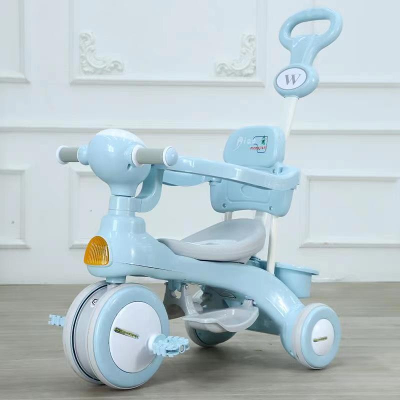 Xe Đạp 3 Bánh Cho Bé Có Cán Đẩy ,Có Nhạc Đèn Cho Bé Từ 1 -5 Tuổi.BH 1 năm