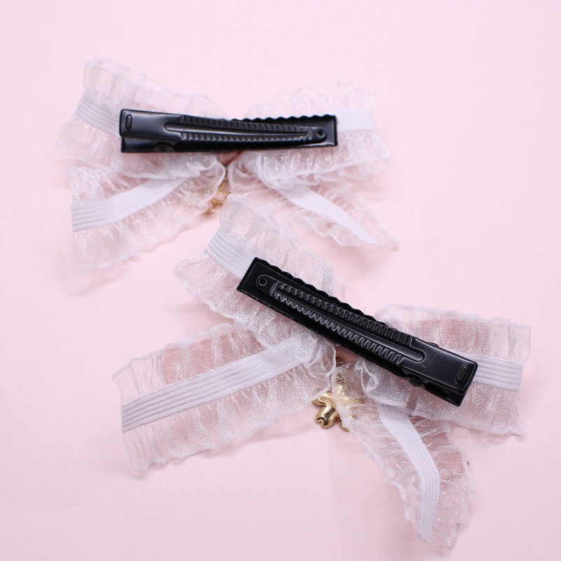 Dây Buộc Tóc Co Giãn Đính Nơ Ruy Băng Ren Phong Cách Lolita