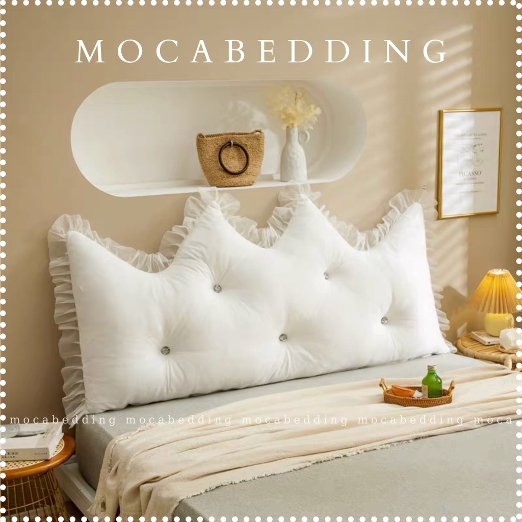 (6 màu) Gối Tựa Đầu Giường Nỉ Nhung Đính Khuy Viền Ren Cao Cấp 1m5 / 1m8 chuẩn 3 lớp - Moca Bedding