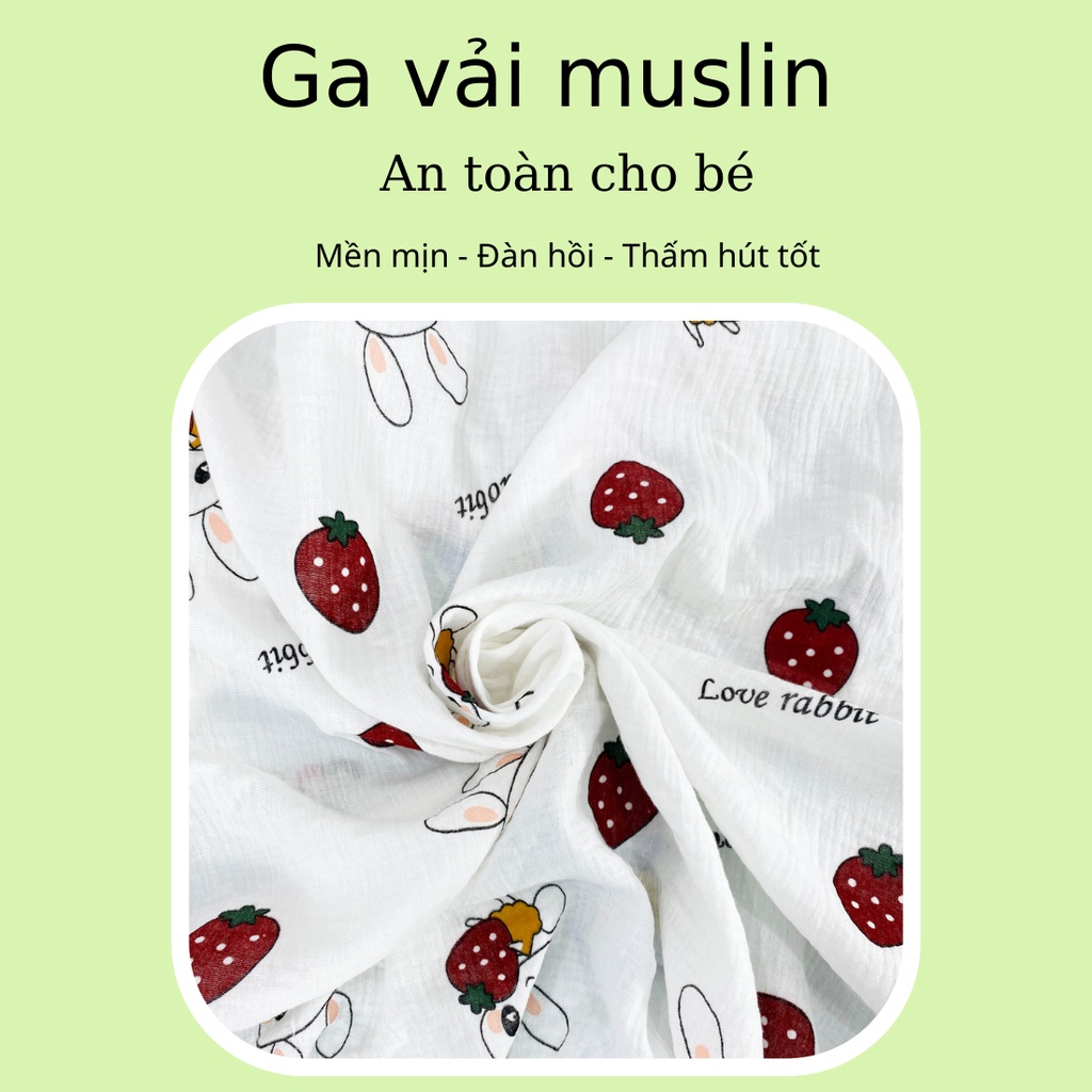 [Mã BMBAU50 giảm 7% đơn 99K] Ga Chun Bọc Đệm Cũi GOLDCAT Chất Liệu Muslin Cao Cấp, Viền Chun Ôm Đệm, Kích Thước Đa Dạng