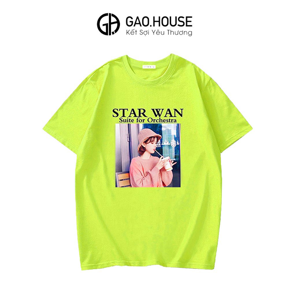 Áo thun bé gái Gạo House cotton 4 chiều co giãn cộc tay cổ tròn họa tiết Cô gái (T13)