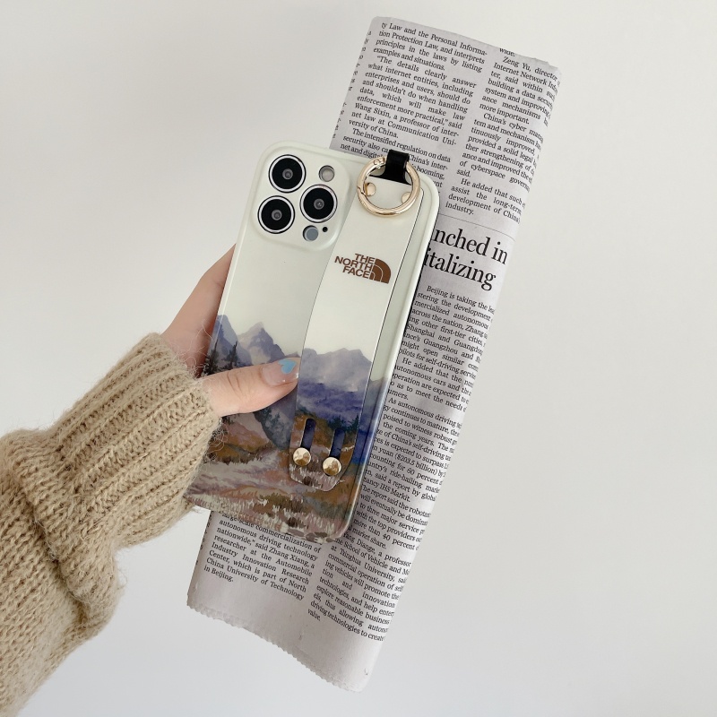 Ốp Điện Thoại In Hình Núi Tuyết Bắc Âu Có Dây Đeo Bảo Vệ Ống Kính Cho iPhone 14 13 12 11 Pro Max Plus