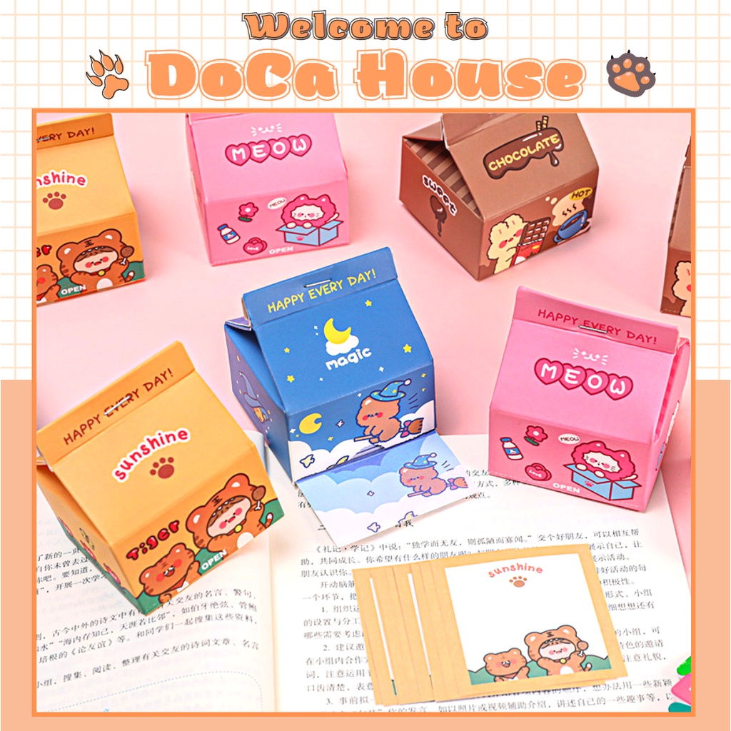 Giấy note hộp sữa, giấy ghi chú hình dáng hộp sữa đáng yêu dễ thương
