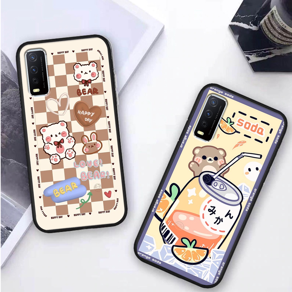 Ốp lưng Vivo Y12S 2021 in hình 3D GẤU cute be@r, soda, happy day cực hot ,thời thượng