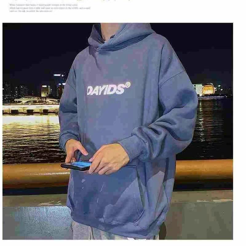 4 Colors【M-XXL】Sweatshirt Color Reflection Printing Shark Long Sleeve Hoodie Sweater Coat Casual Outerwear Loose