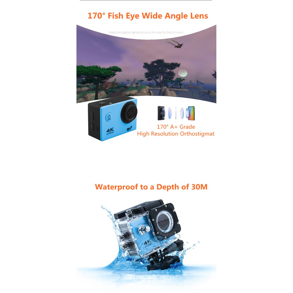Máy quay video TPS LCP 4K Ultra HD 5.08 cm FHD 1080P DV UHD Action Wi-Fi góc rộng cho Go Deportiva Pro | BigBuy360 - bigbuy360.vn