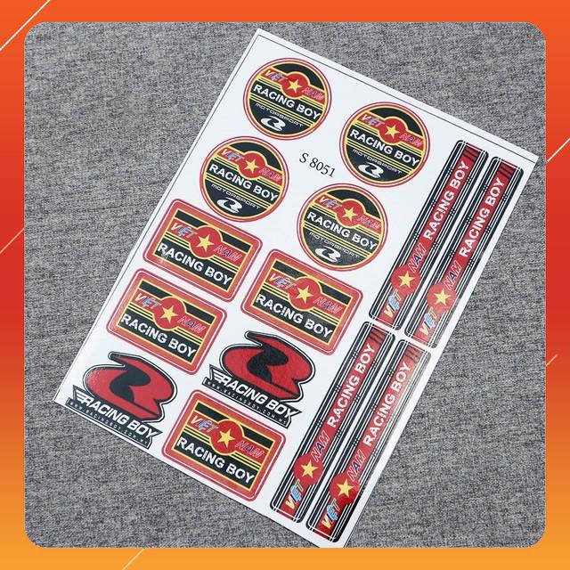 [CỰC RẺ]   BỘ TEM DÁN XE MÁY NHIỀU LOGO VIỆT NAM RACING BOY ĐẬM CHẤT BIKER VIỆT