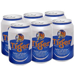 6 lon Bia Tiger Dung tích: 330ml/lon