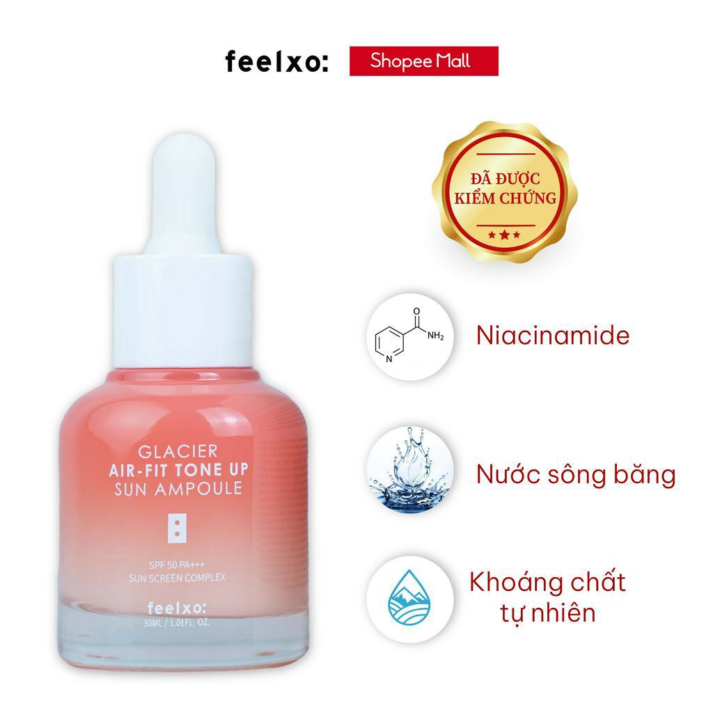 Kem chống nắng, tinh chất chống nắng dưỡng trắng nâng tone Feelxo Glacier Air- Fit Tone Up Sun Ampoule SPF50+/PA+++ 50ML