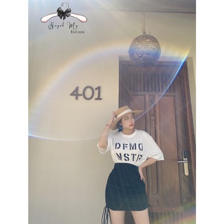 Set pull Áo Trắng Chân Váy Đen Co Giãn .