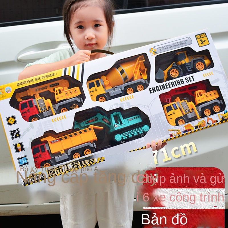 ﹍✙❖Trẻ em lớn mô hình xe kỹ thuật đồ chơi xe máy móc máy xúc máy xúc máy trộn xi măng cần cẩu cậu bé hợp kim máy xúc điề