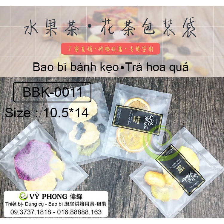 SET 10 BAO BÌ HÀN MIỆNG MỜ TRƠN 10.5 x 14 cm TÚI NHỰA HÀN MIỆNG TRÀ HOA QUẢ KHÔ BBK-0011