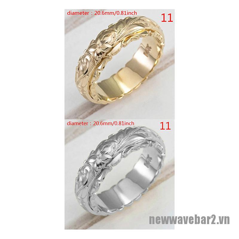 Bộ 2 Nhẫn Mạ Vàng 14k Khắc Hoa Tinh Tế