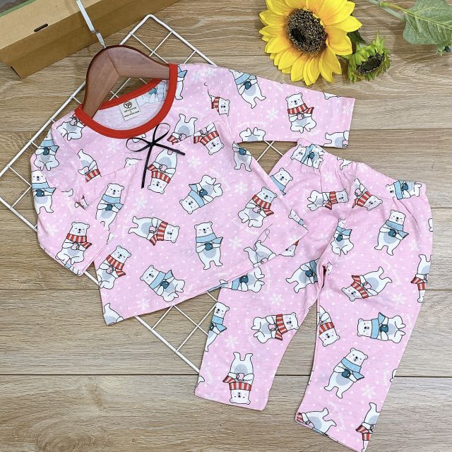 [FREE SHIP 50k] Bộ Dài Tay Bé Gái Baby Doll Cotton 4 Chiều 8-22kg