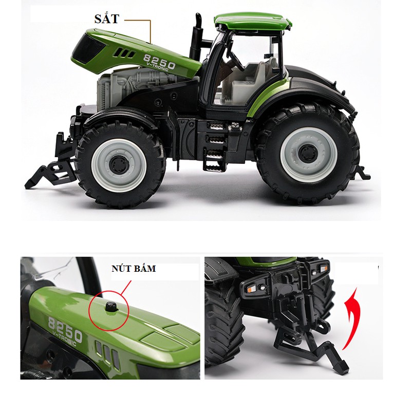 Đồ chơi nông trại mô hình xe máy kéo tỉ lệ 1:30 có âm thanh động cơ đồ chơi trẻ em