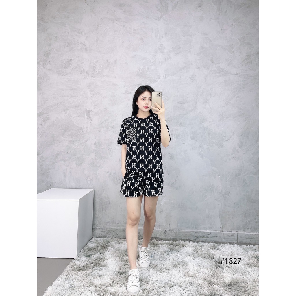 (HÀNG XUẤT XỊN) Quần short đen 1827 M//L//B MONOGRAM OVERFIT MIX POCKET SHORTS (BLACK) full tag code