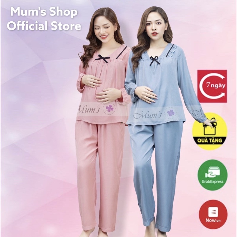 bộ sau sinh DÀI TAY đẹp giá rẻ cho mẹ bầu và sau sinh ở cữ, chất ĐŨI, có khóa ti tiện lợi