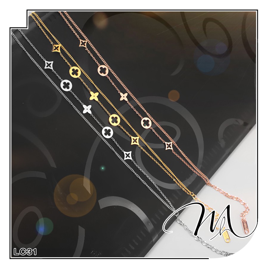 Lắc chân nữ Titan dây đôi hình cánh hoa rỗng xinh xắn - Măng’s House LC31