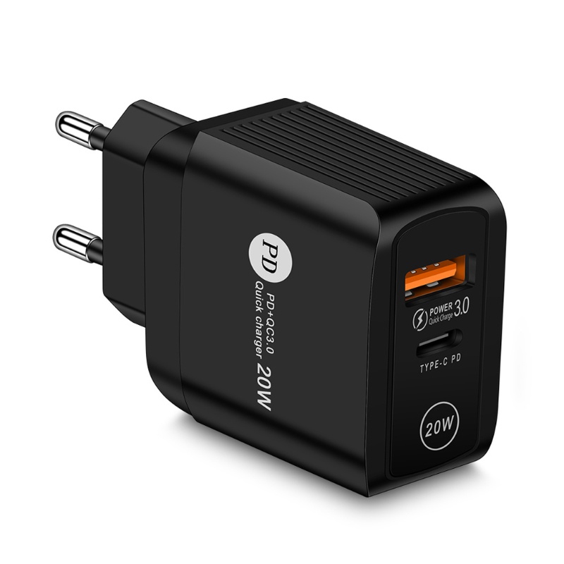Củ sạc nhanh 3.0 PD USB Type C 20W giắc cắm US/ UK/ EU thông dụng dành cho du lịch