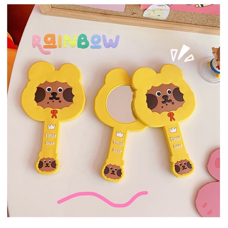 GƯƠNG mini CẦM TAY TRANG ĐIỂM BEAR silicone