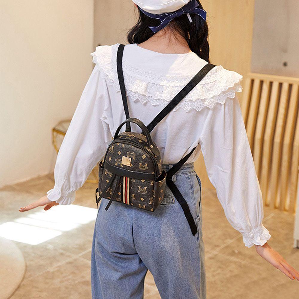 Balo Da PU Mini Họa Tiết Kẻ Sọc Thời Trang Sang Trọng Cho Nữ