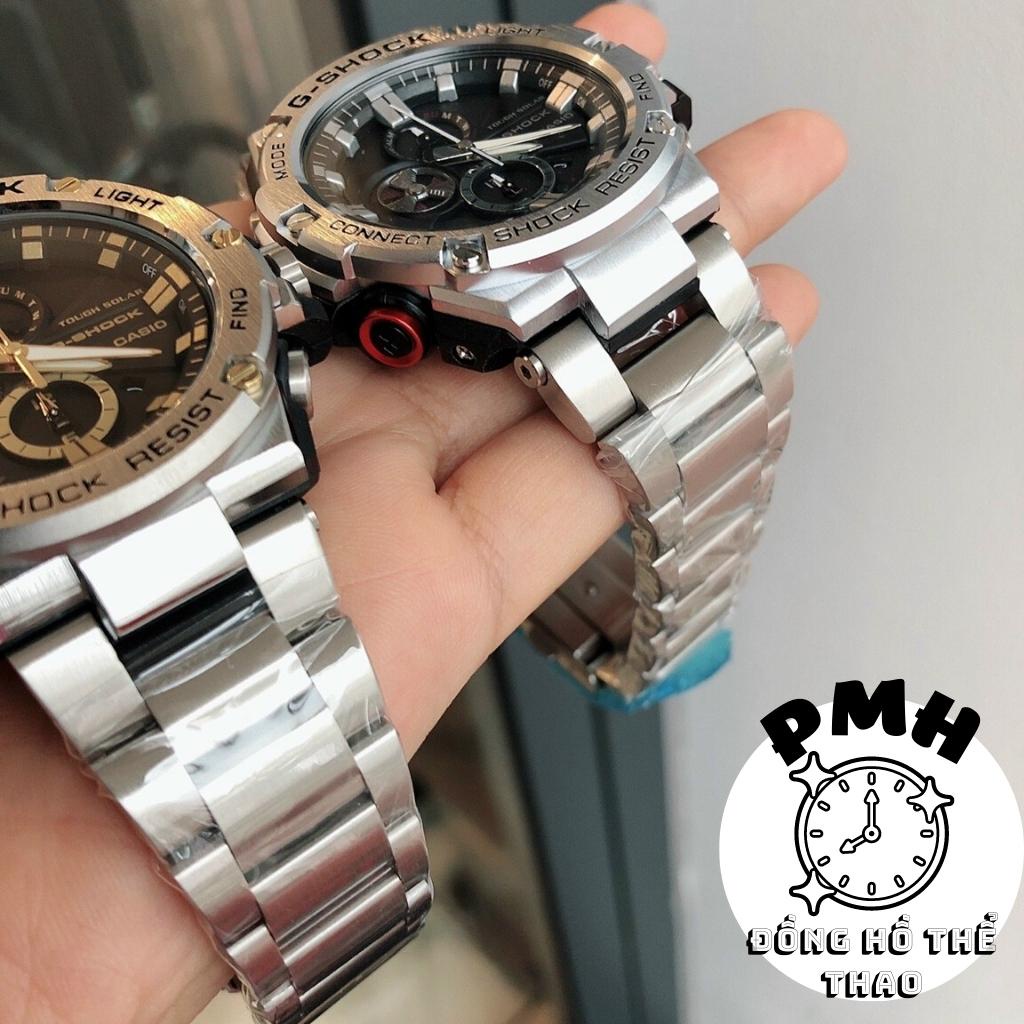 Đồng hồ đeo tay nam, đồng hồ thể thao GST-B100 màu đen số trắng kích thước 58,1mm x 53,8mm x 14,1mm