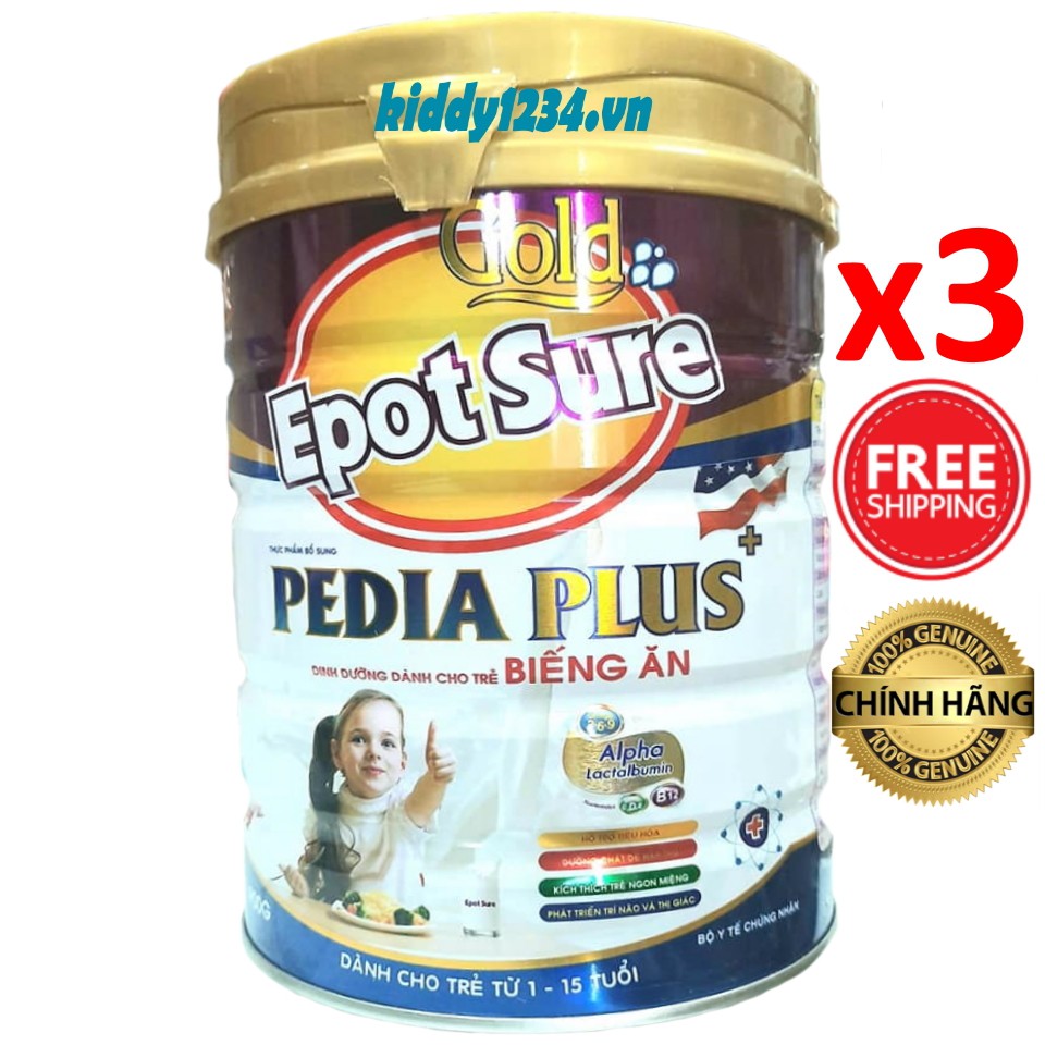 Combo 3 lon sữa biếng ăn Epotsure Pedia 900g