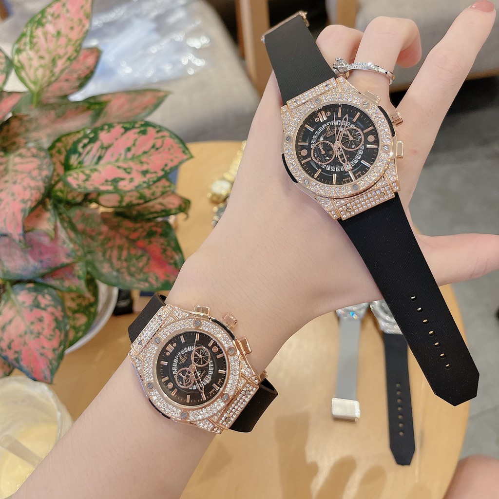 (Hương vani ) Đồng hồ HUBLOT nam(nữ) đính đá dây cao su hương thơm cao cấp