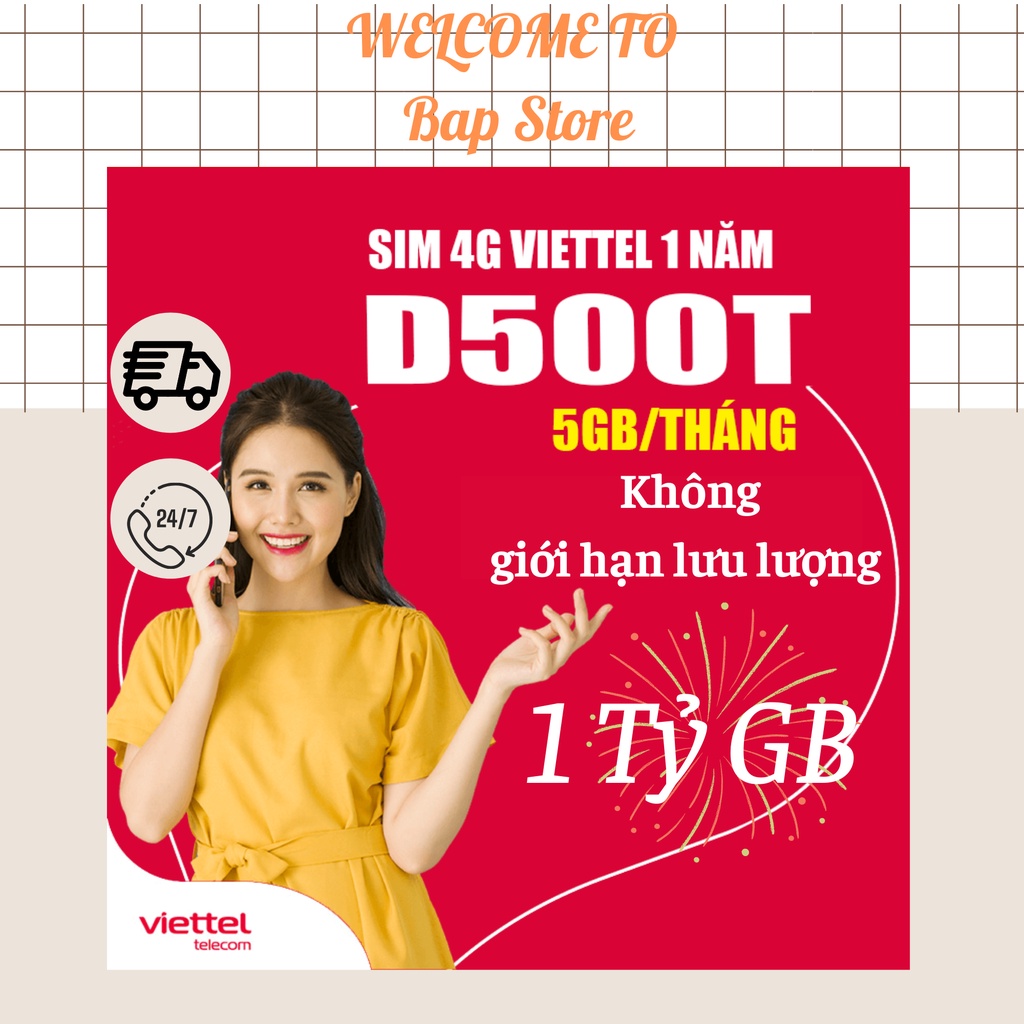 SIM VIETTEL SIM 4G 1 NĂM GÓI UMAX50N /D500T/V120N LÊN MẠNG + GỌI MIỄN PHÍ