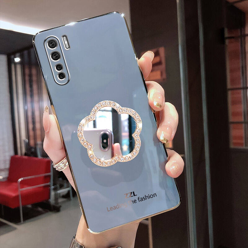 Ốp Điện Thoại Mềm Tráng Gương Đính Đá Lấp Lánh Sang Trọng Dành Cho OPPO A91 Reno 3 4G