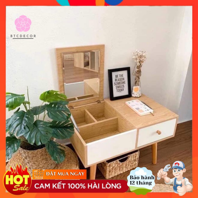 Bàn trang điểm bệt có gương gấp gọn 💗FREESHIP💗chất liệu gỗ MDF phủ melanin cao cấp l Bàn trang điểm bệt có ngăn kéo, hộc | BigBuy360 - bigbuy360.vn