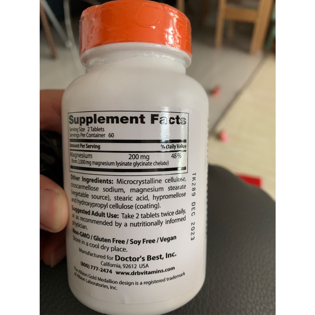 Magie | Magnesium glycinate Doctor's Best 100mg/serving 1 viên ngủ ngon tăng miễn dịch nhập chính hãng chất lượng cao