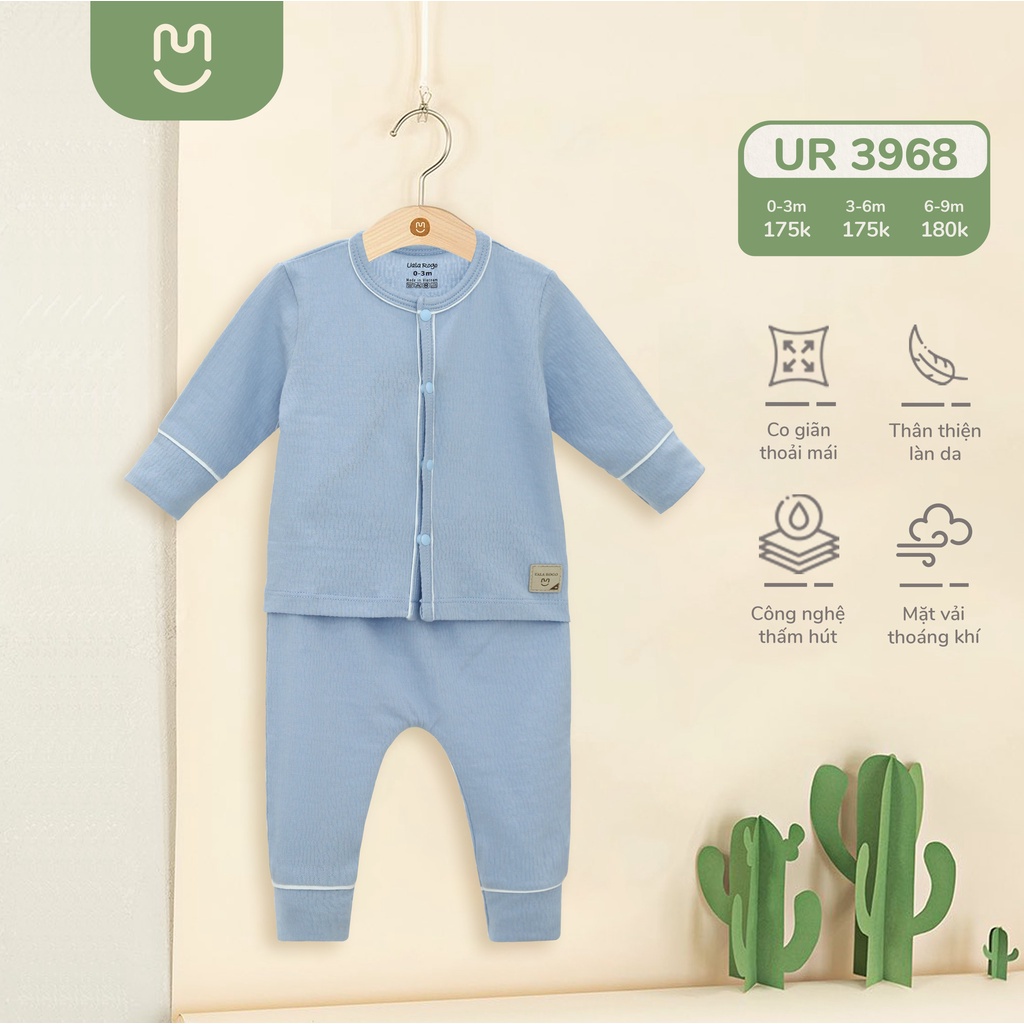 Bộ sơ sinh cài giữa cotton 4 màu thấm hút mồ hôi 3968